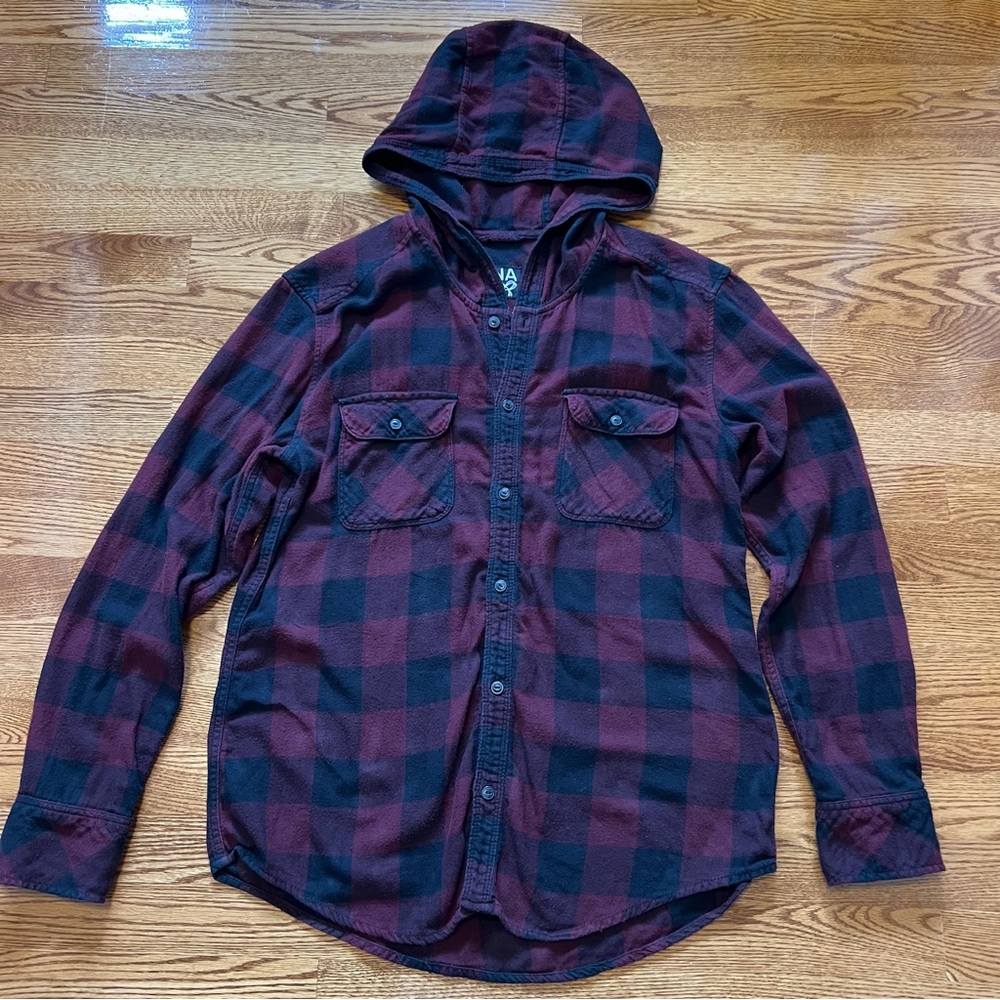 Aritzia TNA Red Plaid Buttondown Shirt